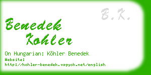 benedek kohler business card