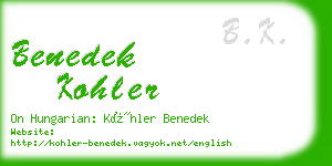 benedek kohler business card